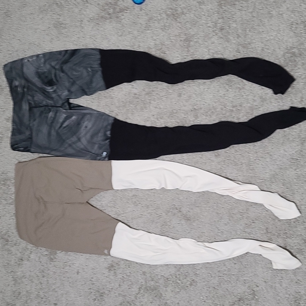 Lot 2 Alo Yoga Goddess Leggings Camel/Ivory and Marble/Black Medium - Picture 10 of 11